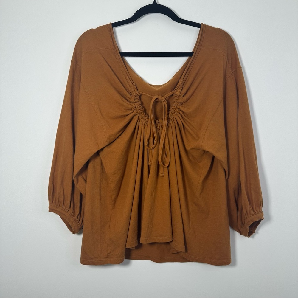 Free People We The Free Burnt Orange Flowy Boho Top Size Large - Picture 2 of 7